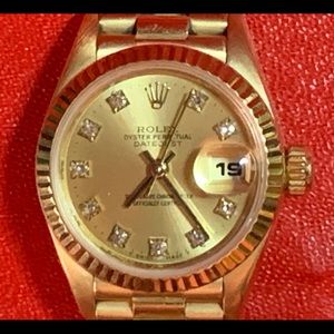Ladies 18K Rolex President with Diamond face